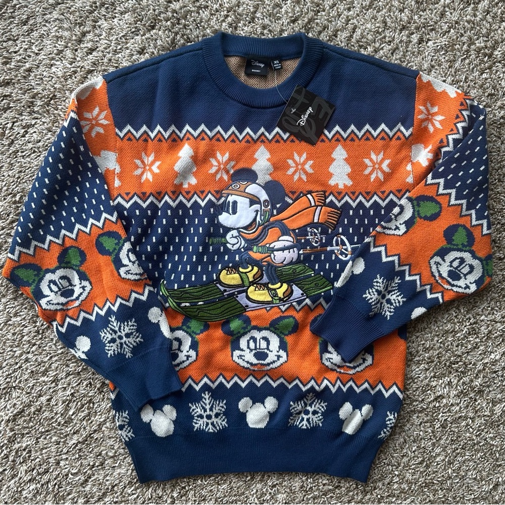 Disney Ski Blue and Orange Sweater